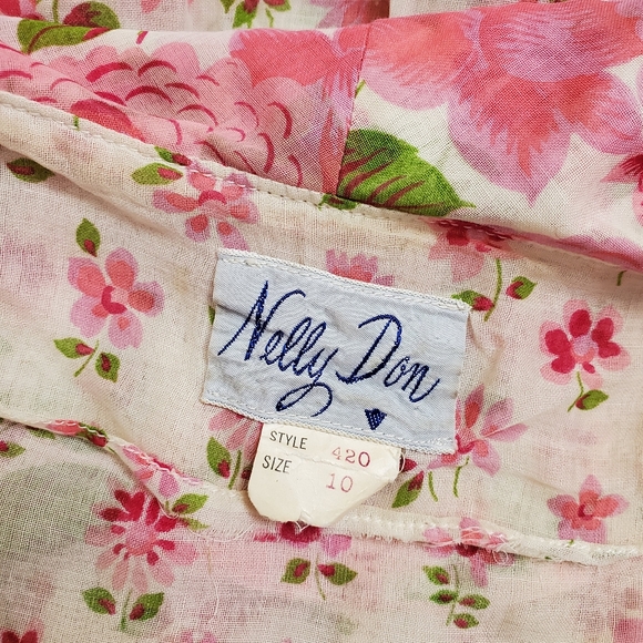 50s Vintage Nelly Don Pink & White Floral Tea Dress With Flat Collar - Picture 2 of 16